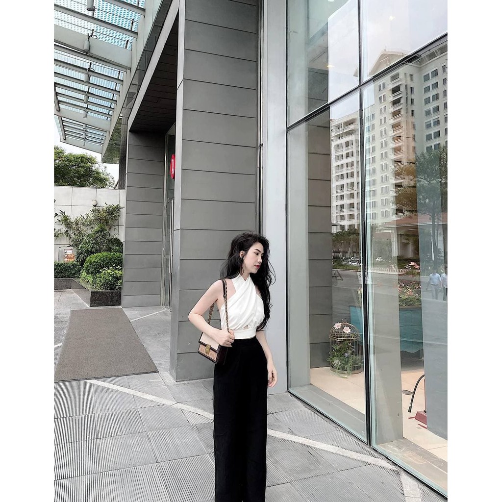 Áo Yếm Khoét Eo Cổ Chéo YUZ (TRẮNG)