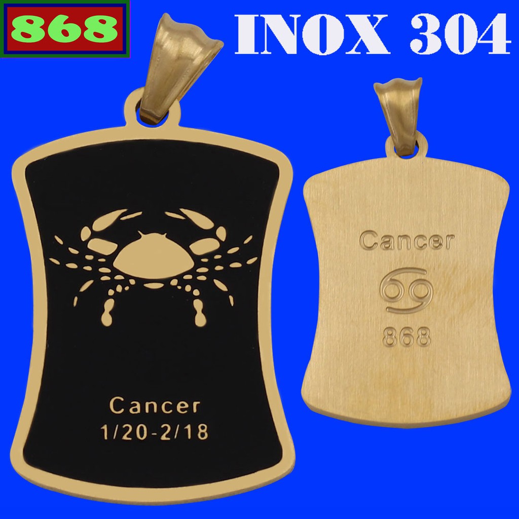 Mặt cung Cự Giải (Cancer) inox vàng - mặt cung hoàng đạo