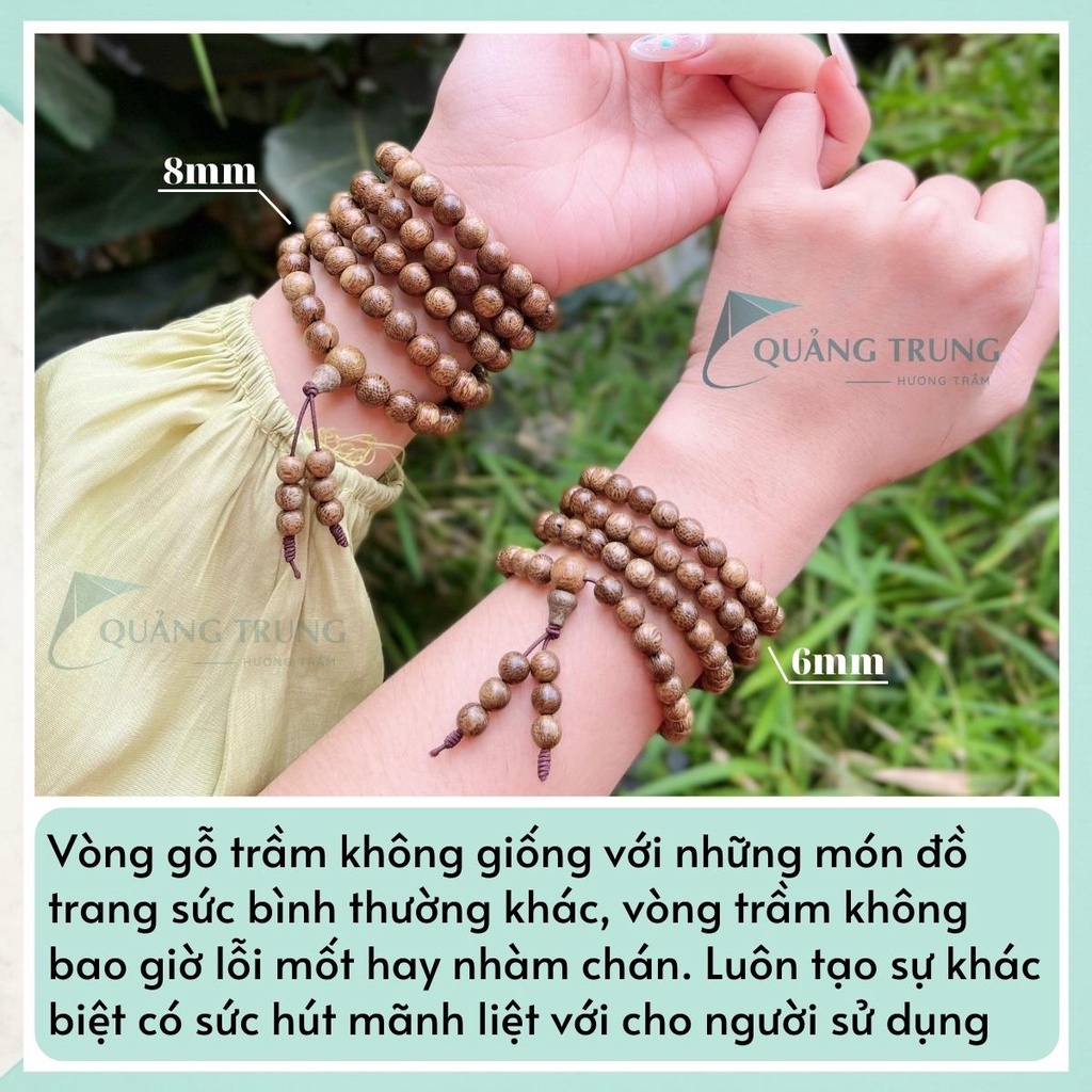 Vòng tay trầm hương 108 hạt trầm tự nhiên cao cấp - Hạt trầm 6mm 8mm bảo hành trọn đời | BigBuy360 - bigbuy360.vn