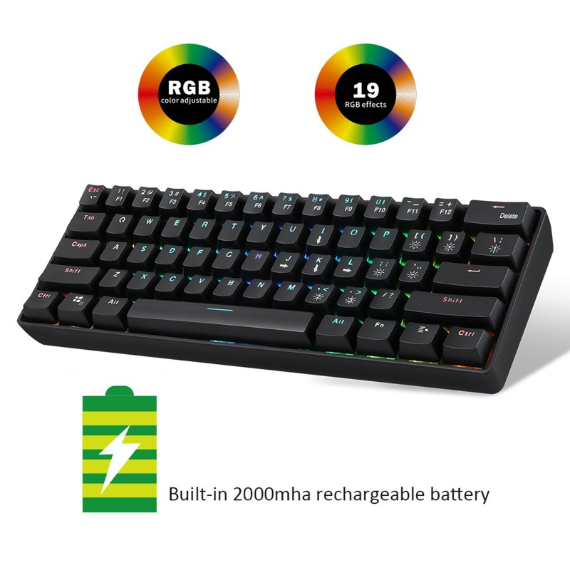 Psy Russian English Mechanical Keyboard 61 Keys USB Wired 2.4G Wireless Dual Mode Gaming Keyboards Backlight for Desktop PC Laptop