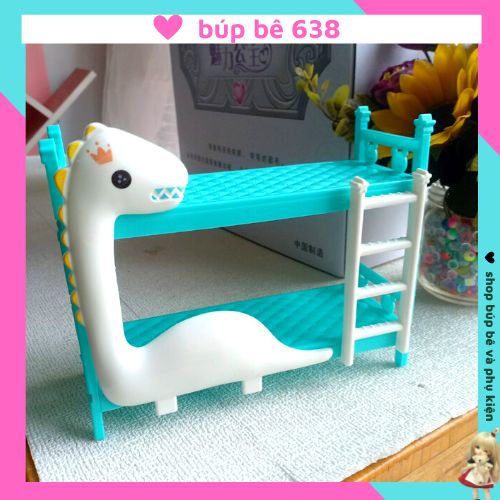 giường ngủ cho búp bê giường tầng khủng long cute dài 17cm rộng 7cm cao 13cm