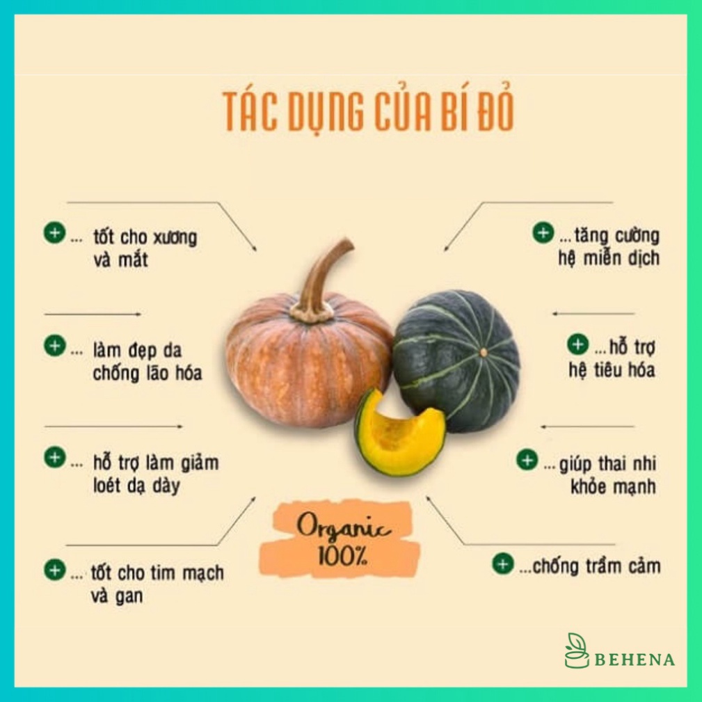 Bột Bí Đỏ  Behena 50g, Bột Rau Củ Cho Bé Ăn Dặm, Tăng Cường Sức Đề Kháng, Bổ Sung Rau, Vitamin