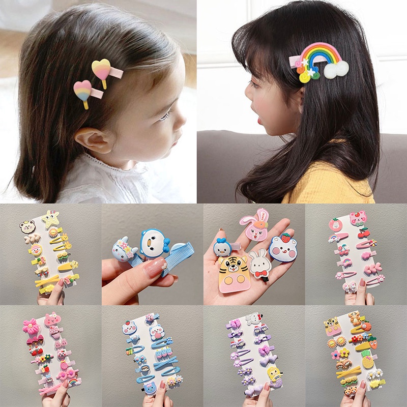 Bộ 14 Kẹp Tóc Họa Tiết Hoạt Hình Màu Sắc Ngọt Ngào Phong Cách Hàn Quốc Đáng Yêu Cho Bé