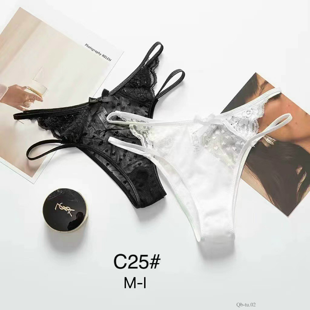 Quần Lót Nữ-Quần Lót Ren thiết kế lưới đính trái tim nhỏ sexy thoáng mát MÃ C25