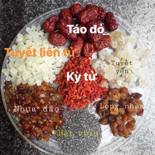 Set nấu Chè tuyết yến nhựa đào (Chè dưỡng nhan) 2l chè