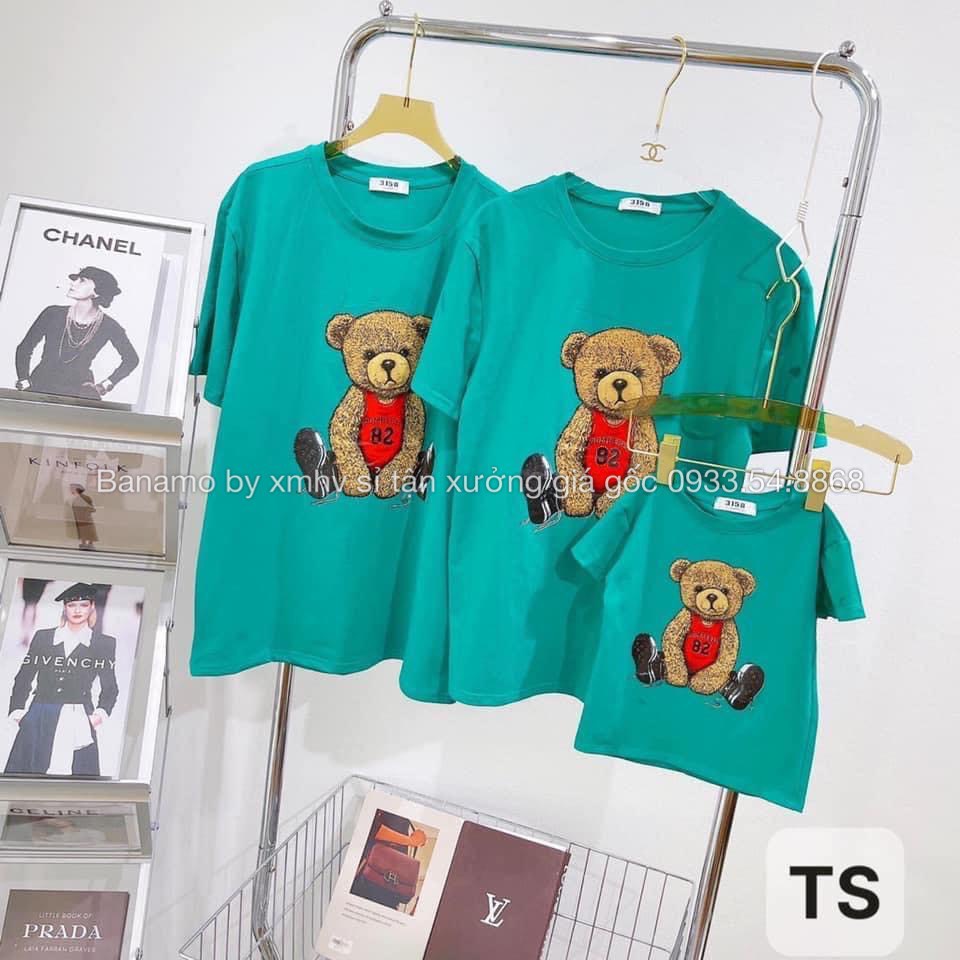Áo thun đồng phục gia đình áo phông hình gấu xinh xỉu thời trang Banamo Fashion 3115
