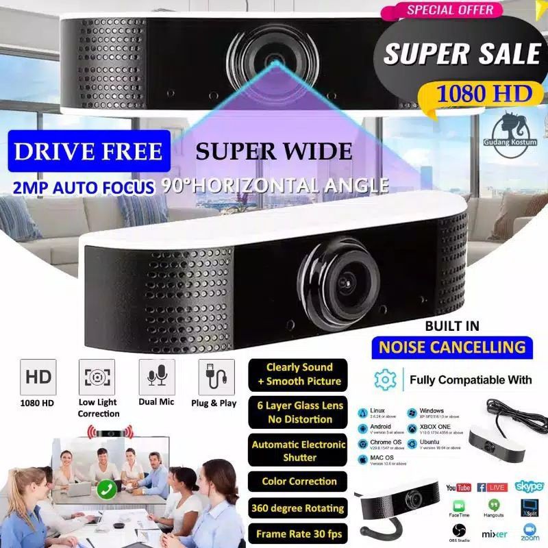 Webcam 1080 Hd Tự Động Lấy Nét Có Mic Chất Lượng Cao