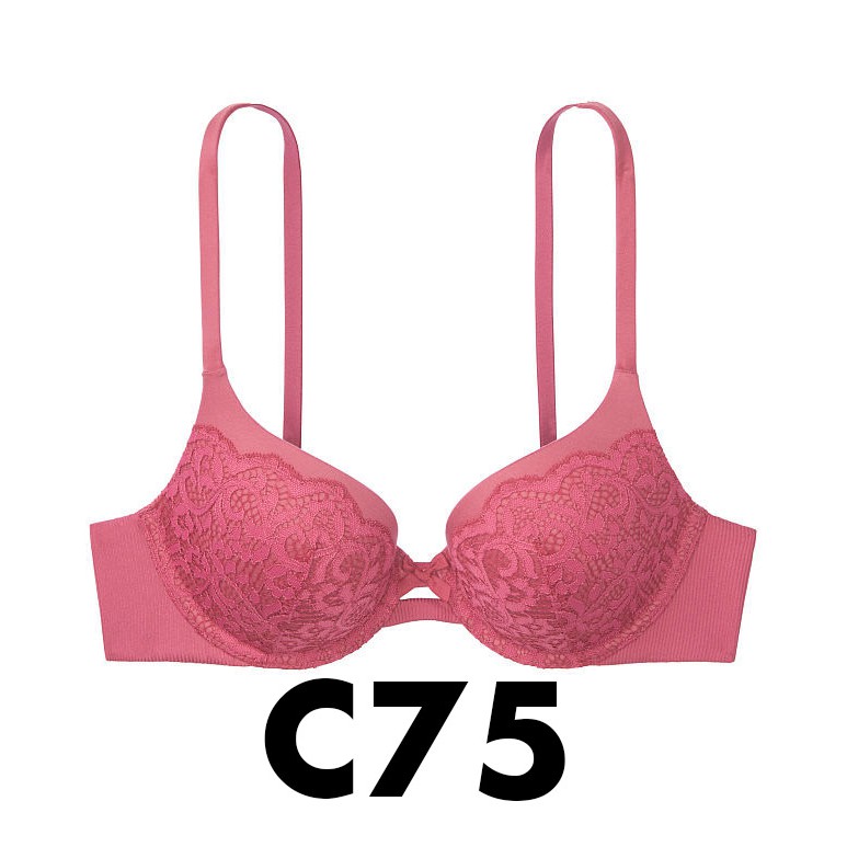 Size 34C/C75 - Áo hồng đất (43) mút nâng phối ren, Lady Pink, dòng Body by Victoria's Secret