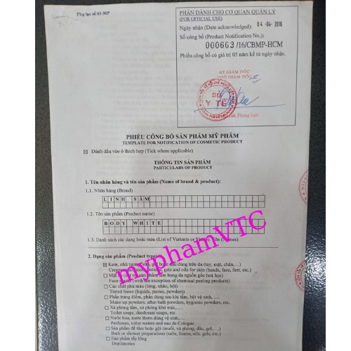 Kem trắng da body LINH SÂM
