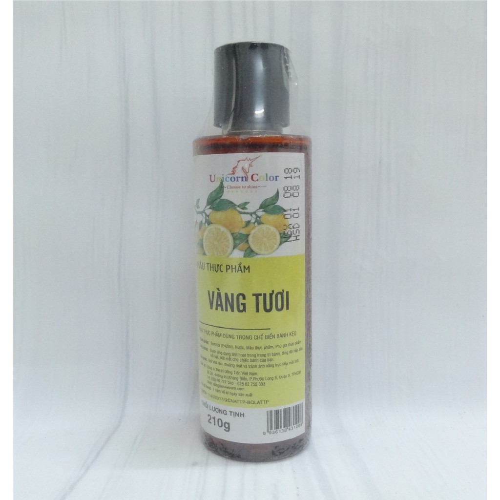 Màu nước vàng tươi unicorn 210gr.