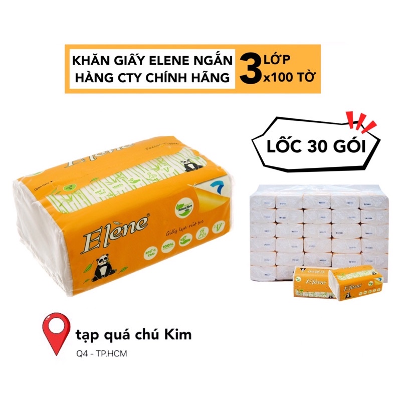 Khăn giấy lụa rút ELENE ngắn 3 lớp dày mịn hàng cty chính hãng - tapquachukim