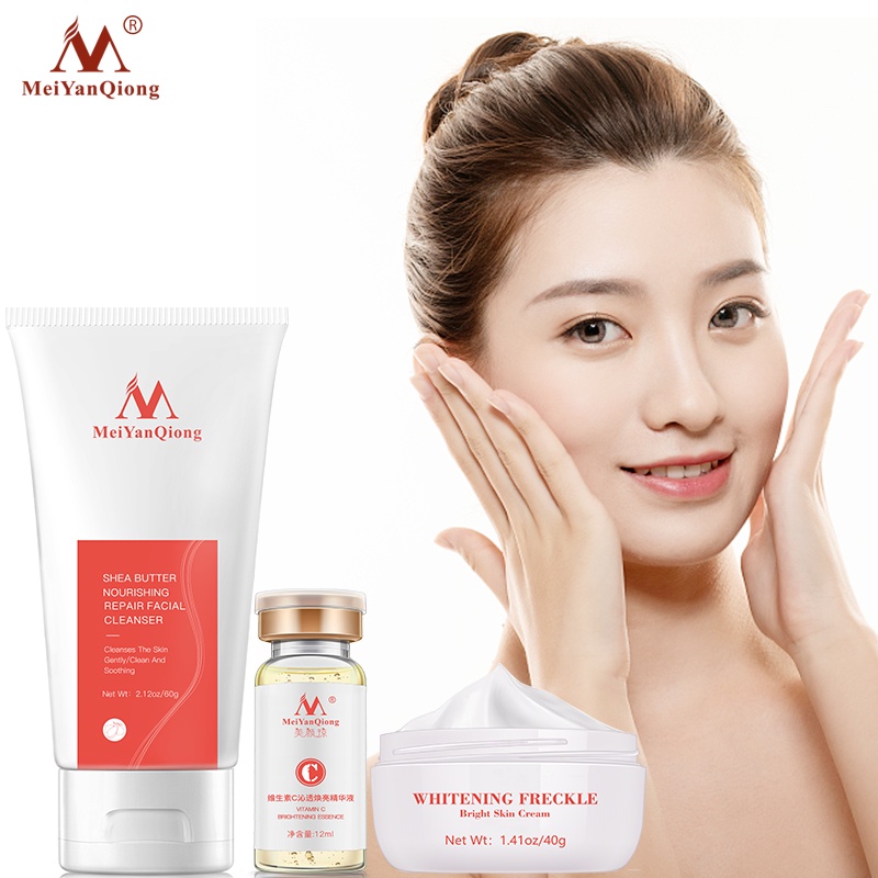 Bộ mỹ phẩm MeiYanQiong gồm sữa rửa mặt bơ hạt mỡ + Tinh chất vitamin C dưỡng ẩm chống lão hóa + Kem dưỡng làm sáng da