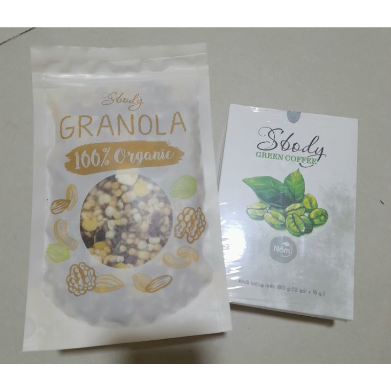 Combo 1 Giảm cân Sbody Green coffee tặng 1 túi Ngủ Cốc GRANOLA 150gam