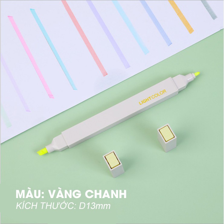 Bút Highligh dạ hai đầu màu Morandi màu xinh xắn tiện dụng, đánh dấu ghi nhớ LIGHTCOLOR -trang trí sổ bullet journal