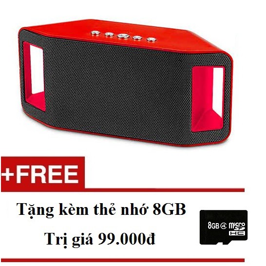 Loa bluetooth WSTER WS-Y66B (Đỏ) + Tặng 1 thẻ nhớ microSD 8GB