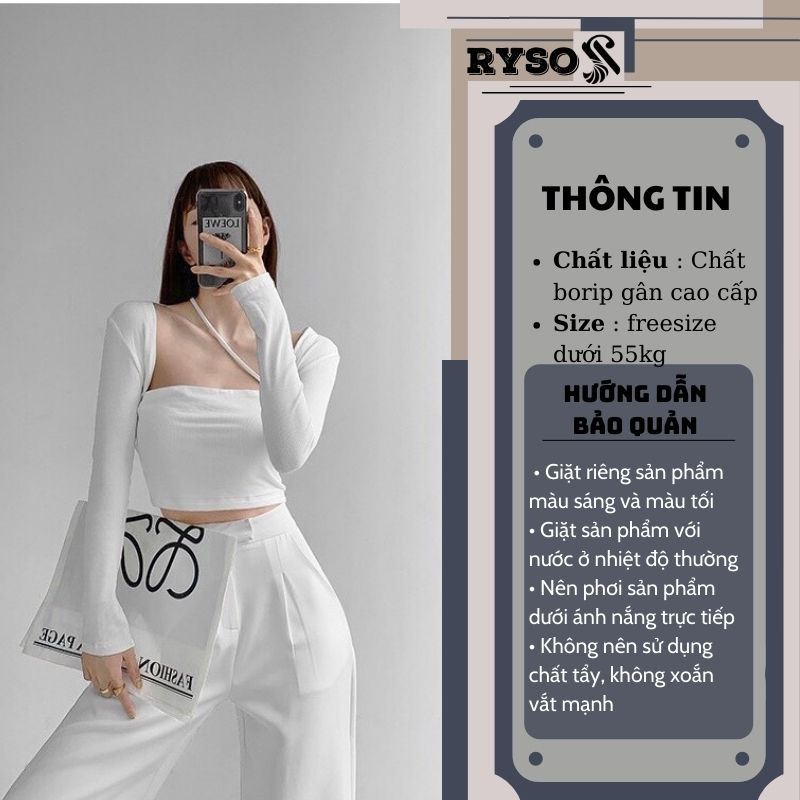 Áo Croptop tay dài phối dây chéo siêu lạ mắt cá tính cho nữ