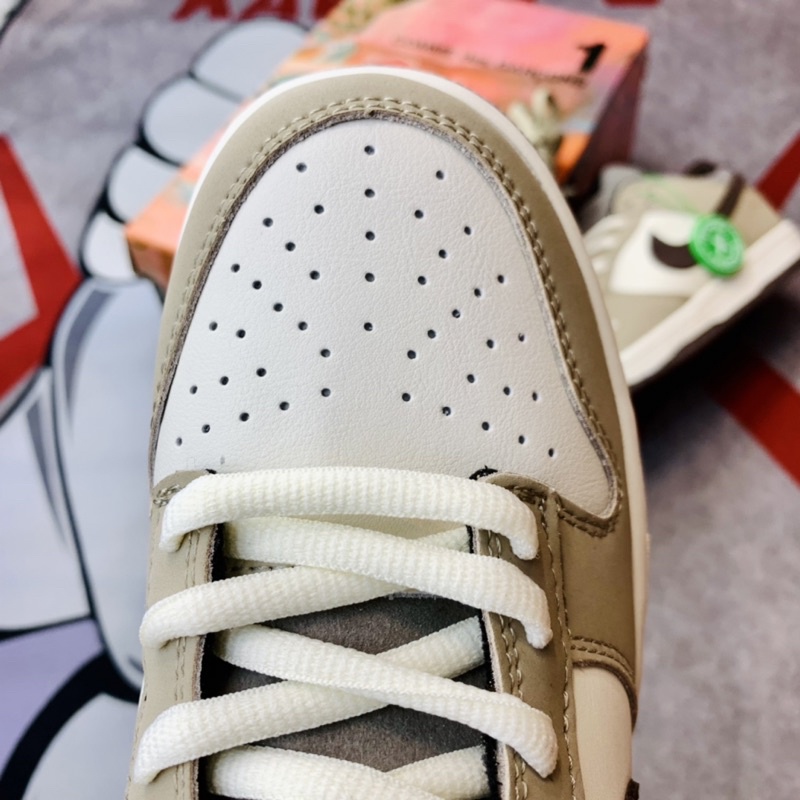 Giày thể thao sneaker sb dunk low steam boy white brown hàng SC