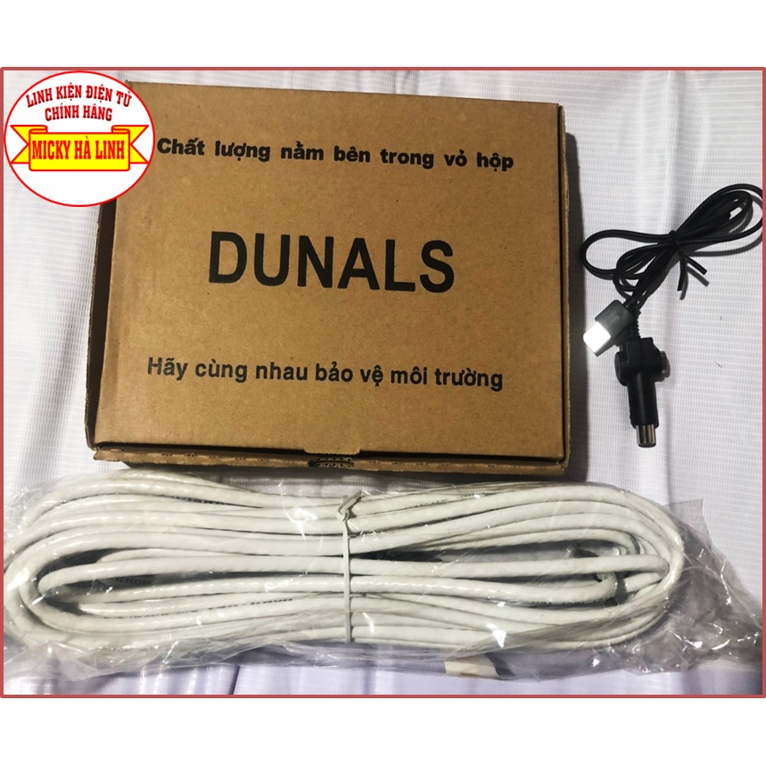 Ăng ten Có khuếch đại Dunal + Dây 5V Kích sóng và Dây Cáp ăng ten 10M/15M dùng cho tivi tíchhợp DVB-T2