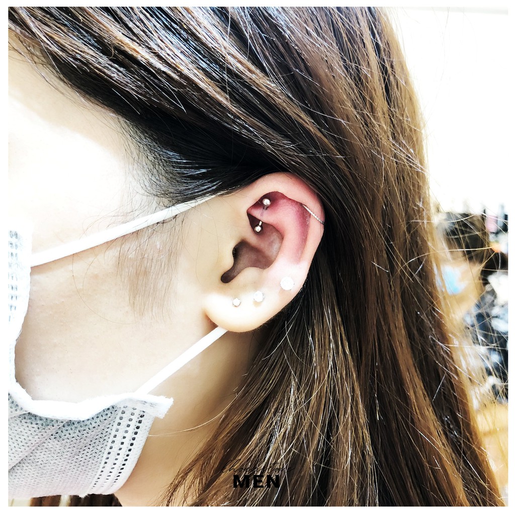 Khuyên tai Cong hạt bi vị trí Chân mày, rook, daith - Khoen Store