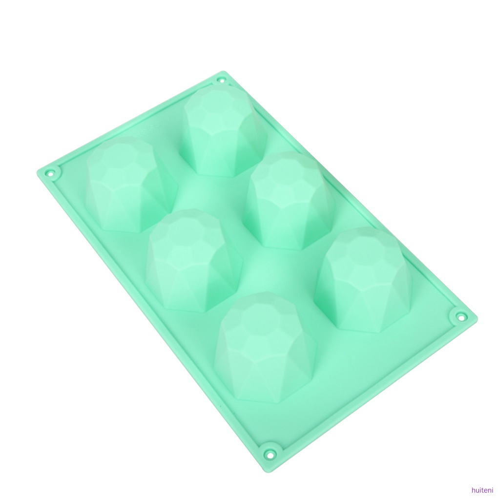 Color Random Cake Mold 6-slots Crystal Shaped Mousse Cake Baking Tray Chocolate Ice Ball Silicone Mould huiteni