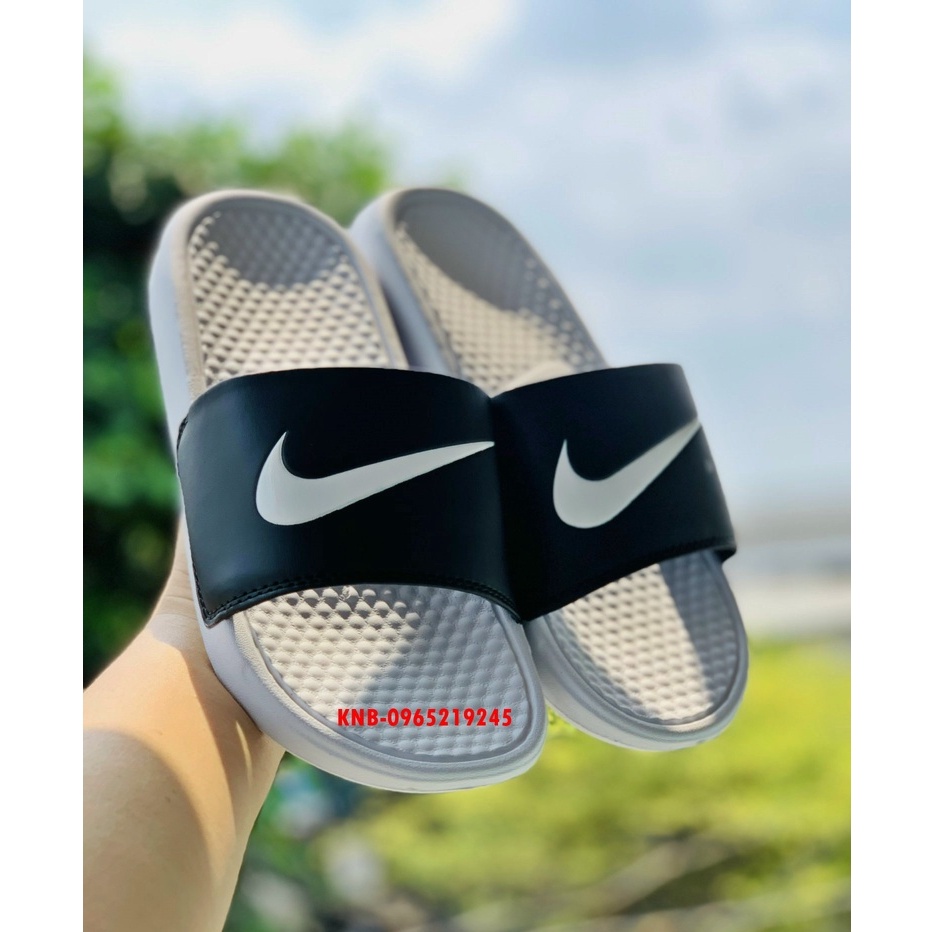 ♥️ Sale sốc +Ảnh Thật ♥️ dép nike quai ngang nam nữ, dép quai ngang thể thao nam nữ 𝐍𝐈𝐊𝐄-𝐁𝐞𝐧𝐚𝐬𝐬𝐢 màu trắng quai đen