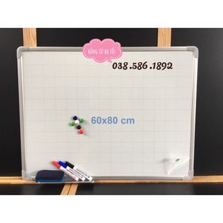 Bảng viết bút lông Hàn Quốc - bảng từ trắng 60*80cm (Tặng  bút lông, bông lau, nam châm dính bảng)