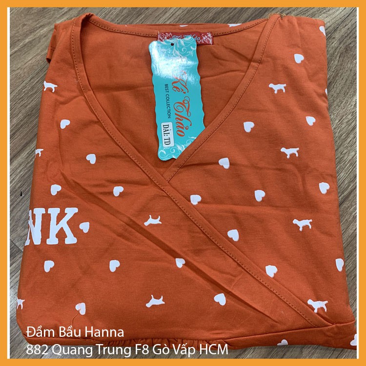 [SIZE 40-70KG] Đồ bộ cho mẹ bầu và sau sinh  dài tay cho bé ty tiện lợi thun cotton lạnh cao cấp thoáng mát không xù