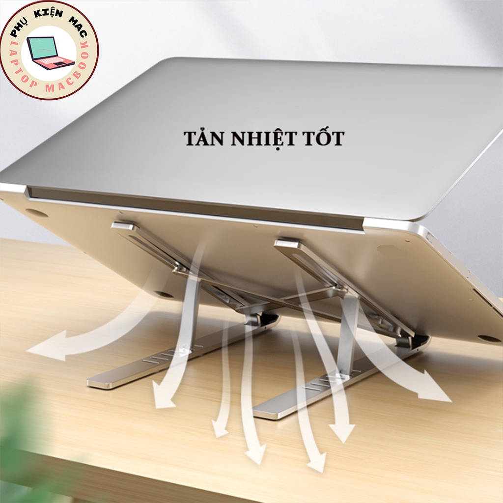 Giá Đỡ Macbook , Laptop , Ultrabook Chất Liệu Bằng Nhôm , Điều Chỉnh Độ Cao , Chống Mỏi Cổ , Hỗ Trợ Tản Nhiệt , Gấp Gọn