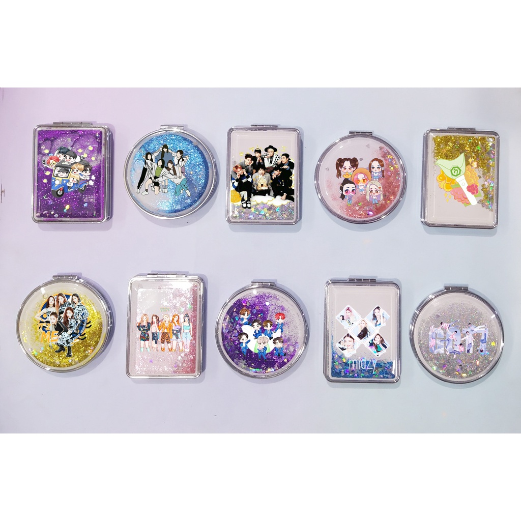 Gương nước chảy kim tuyến GOT7 MAMAMOO ITZY RED VELVET in hình GNI43 gương 2 mặt idol kpop