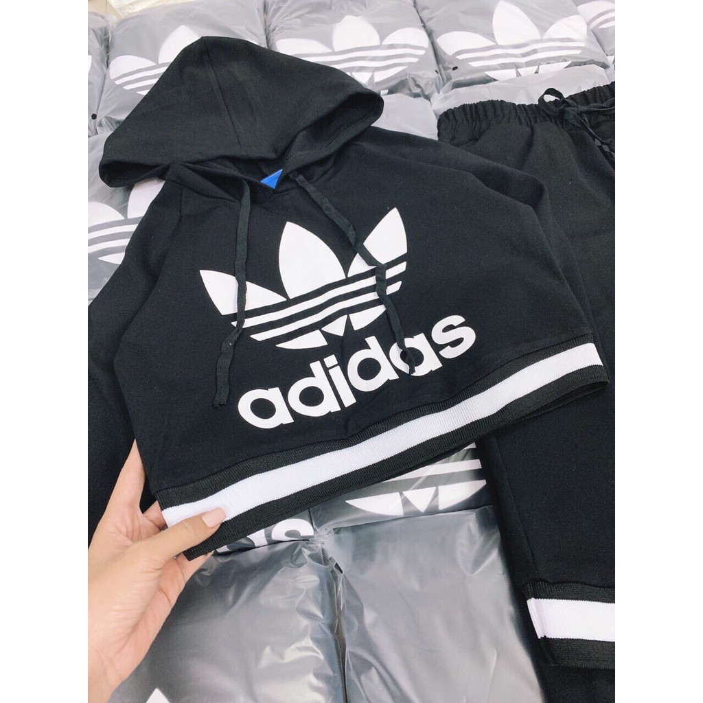 [Kèm Hình Thật] Set Thể Thao Spotty Croptop Hoodie Và Quần Jogger Vải Mịn Co Dãn Thấm Hút Mồ Hôi - SE112