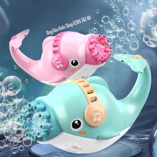 Súng Bắn Bong Bóng Xà Phòng 10 Nòng [TẶNG PIN+DẦU+GÓI PHA DẦU] Hình Cá Heo Cực Mạnh, An Toàn (Hình Thật)- ĐỒ CHƠI TRẺ EM