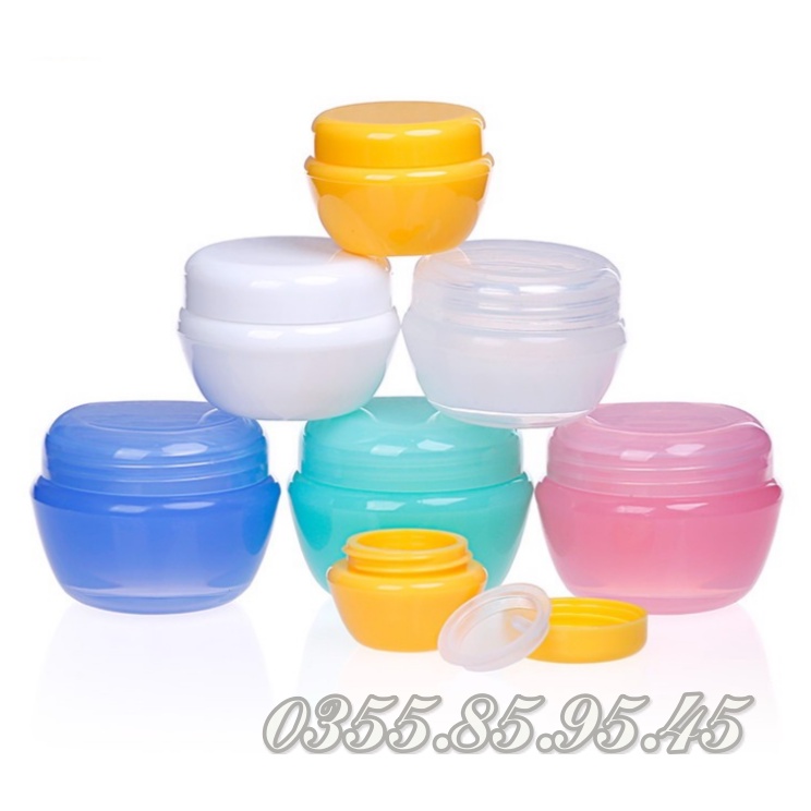 Hũ nhựa NẤM đựng kem 5g 10g 20g 30g có nắp lót nhiều màu - HỦ hình NẤM chiết mỹ phẩm du lịch.