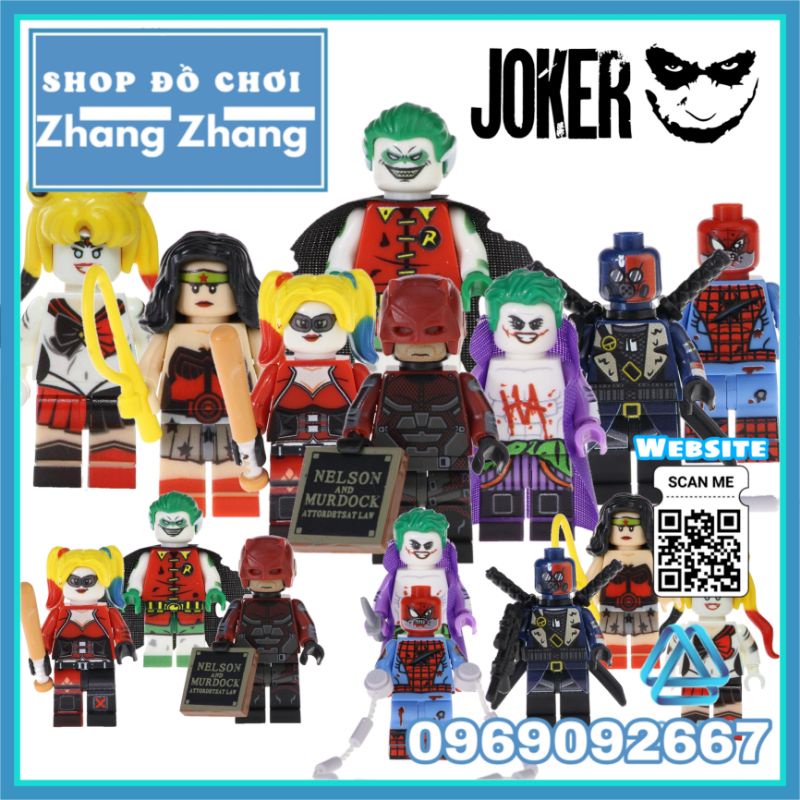 Đồ chơi Xếp hình Dare Devil gồm Deadshot Harley Quinn Robin Spider man Wonder Woman Joker Minifigures POGO PG8196