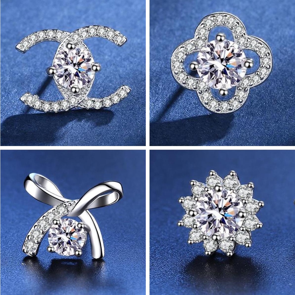 Kim Cương Nhân Tạo Moissanite s925 bông tai bạc nữ D màu 0,5-1 carat Mosan đá có thể kiểm tra kim cương với giấy chứng nhận xác định với hộp đóng gói ngày Valentine Giáng sinh năm mới quà sinh nhật