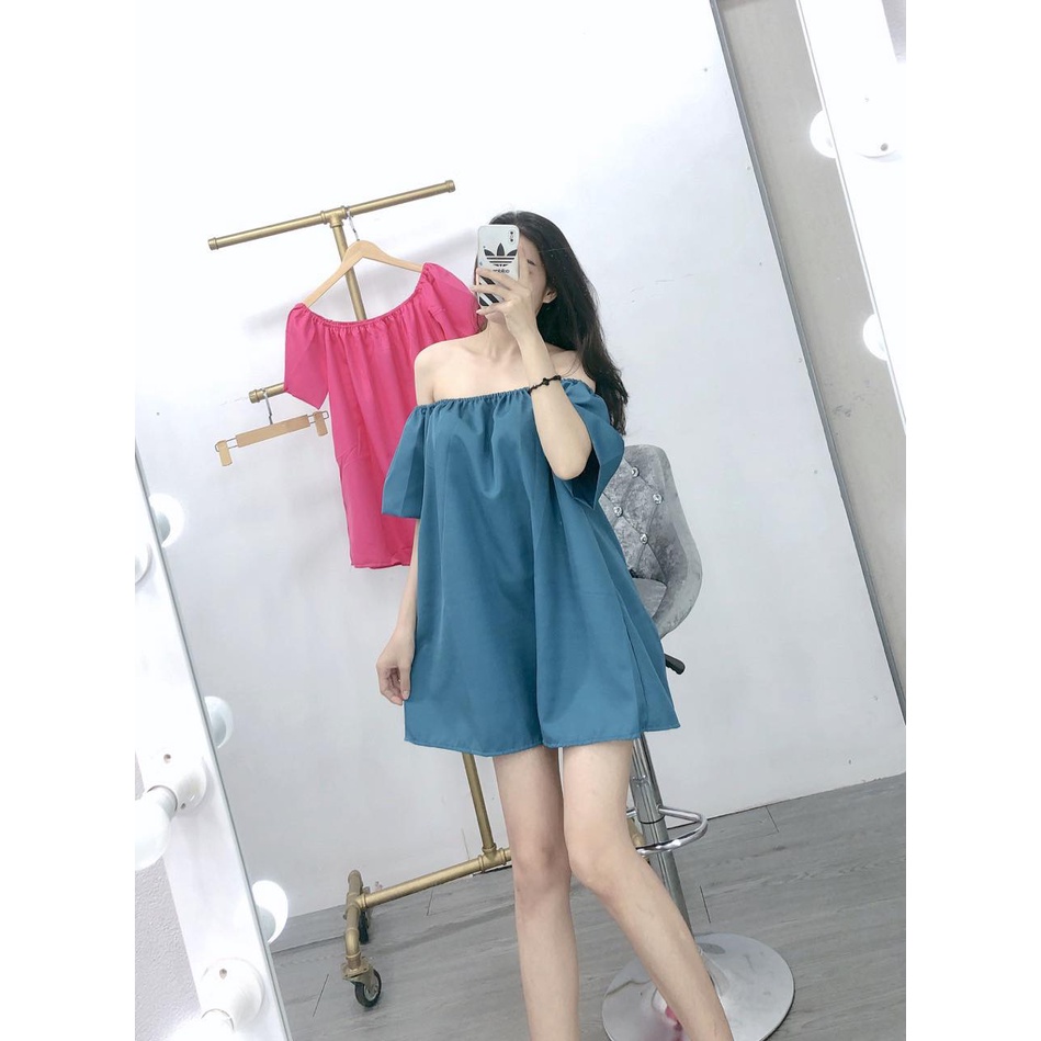 Đầm nữ hở vai, quyến rũ, màu đơn sắc cực tôn da, trẻ trung, mặc đi chơi, mặc nhà