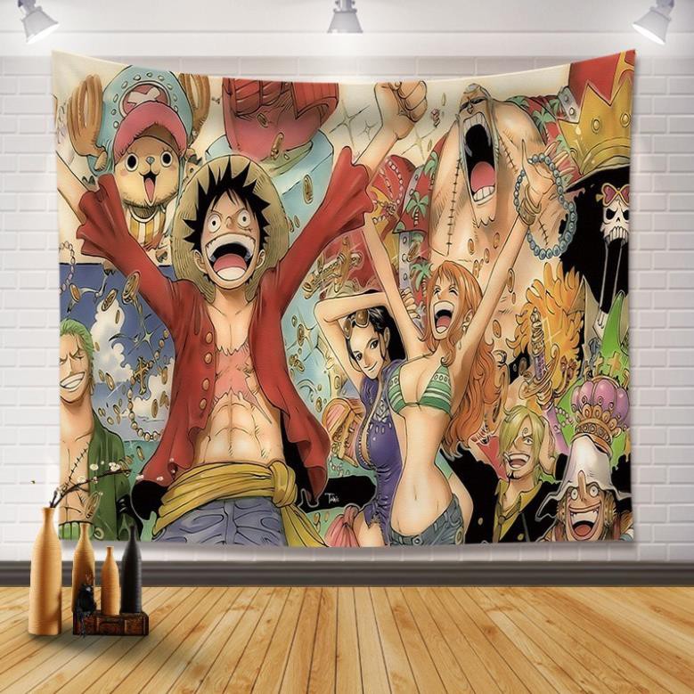 Tranh Vải Treo Tường Decor Anime One Piece Trang Trí Phòng, Bàn Máy Tính - Tặng kèm đèn led và phụ kiện
