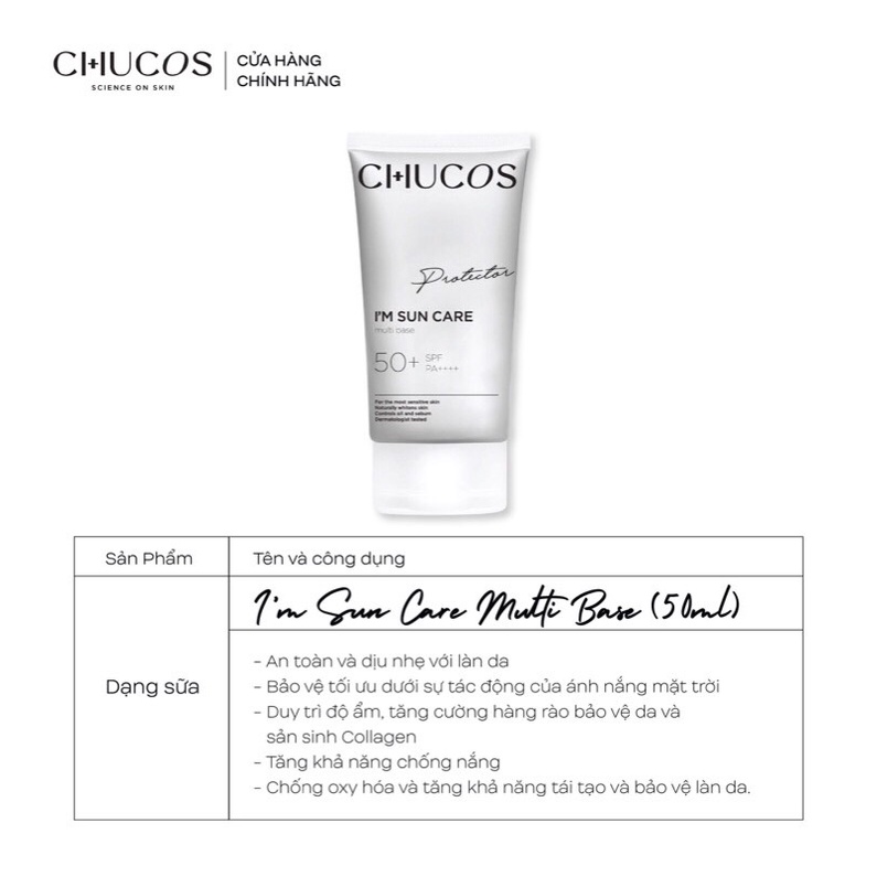 Kem chống nắng vật lý CHUCOS Im Sun Care Multi base  phiên bản da dầu và da khô