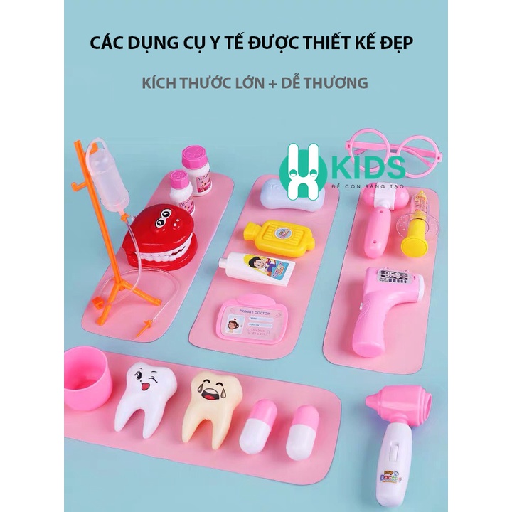 Đồ chơi bác sĩ cao cấp - Xe cứu thương cỡ lớn có đèn nhạc kèm 30 dụng cụ y tế cho bé (hộp đẹp tiếng Anh)