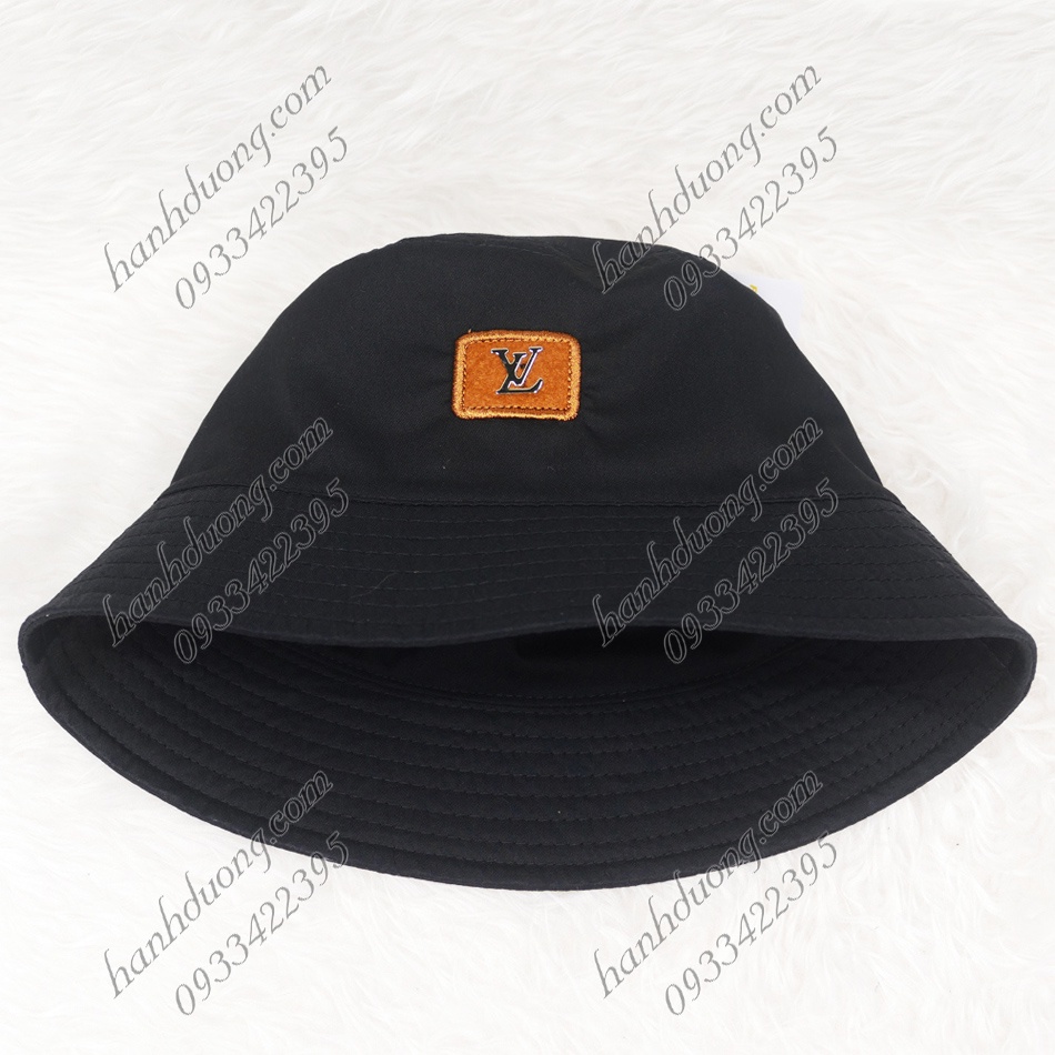 Mũ bucket vành cụp nón tai bèo vành tròn đội được 2 mặt thêu mặt da LV vải cotton cao cấp phù hợp cho nữ