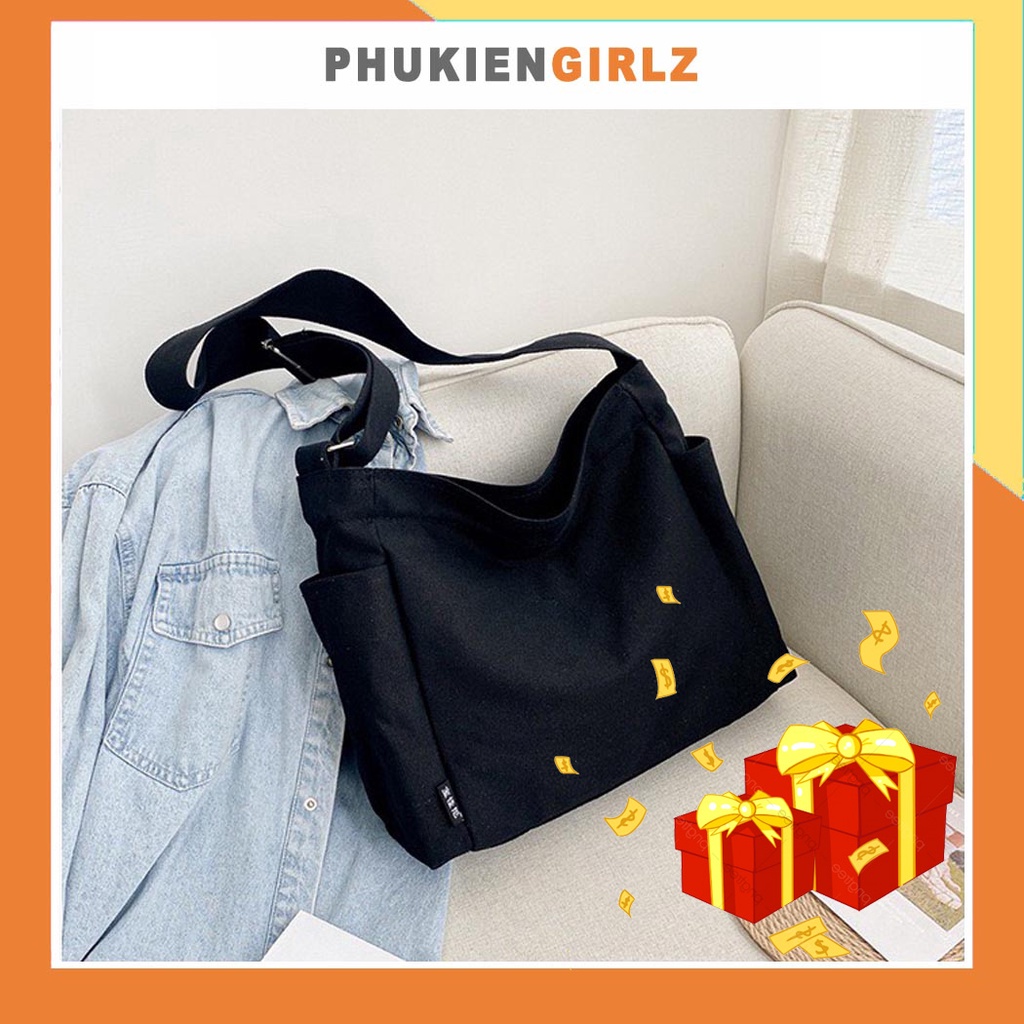 Túi Đeo Chéo Unisex Đi Học Size To Vừa A4 PHUKIENGIRLZ Túi Đeo Vai Đi Chơi, Đi Làm Phong Cách Hàn Quốc Giá Rẻ