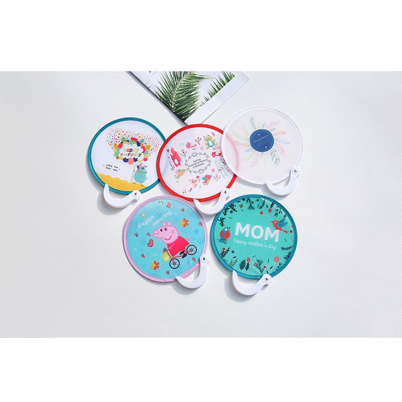 Quạt vải mini cầm tay cute gấp gọn bằng vải có tay cầm nhiều hình dễ thương | BigBuy360 - bigbuy360.vn