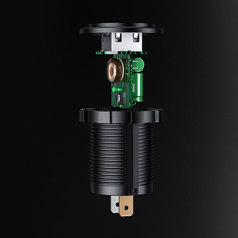 Tẩu Sạc Nhanh QC 3 0 Cổng USB Kép Có Đèn LED Hiển Thị Vôn Kế Cho Tàu Thuyền