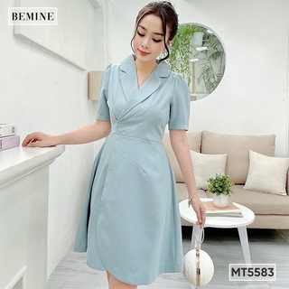 Đầm cổ vest eo xếp ly BEMINE MT5583