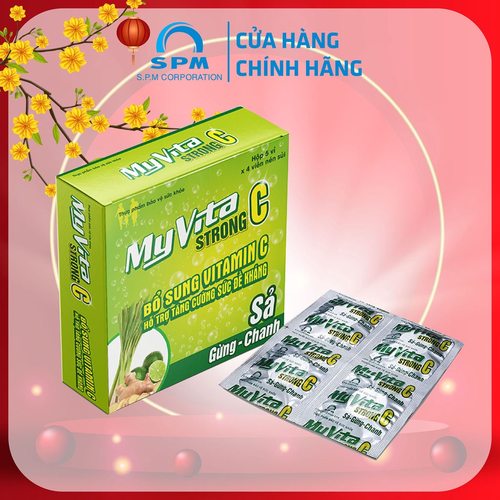 Viên sủi Vitamin MyVita Strong C (Sả - Gừng – Chanh) - Bổ sung Vitamin C - Tăng cường đề kháng (Hộp 20 viên)