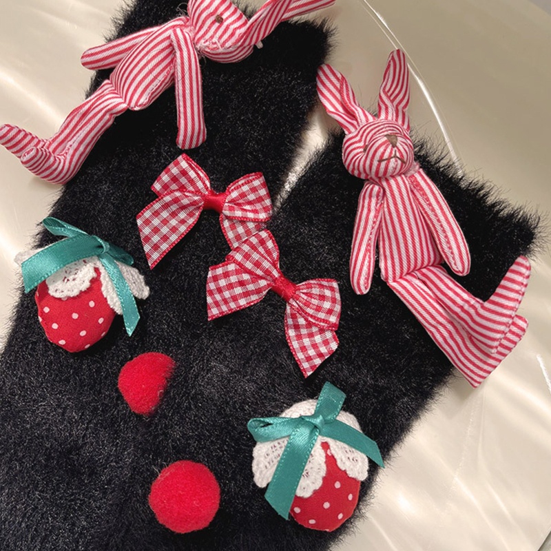 Tất Lông Nhung Dày Dặn Họa Tiết Thỏ / Dâu Tây 3D Phong Cách Harajuku Lolita