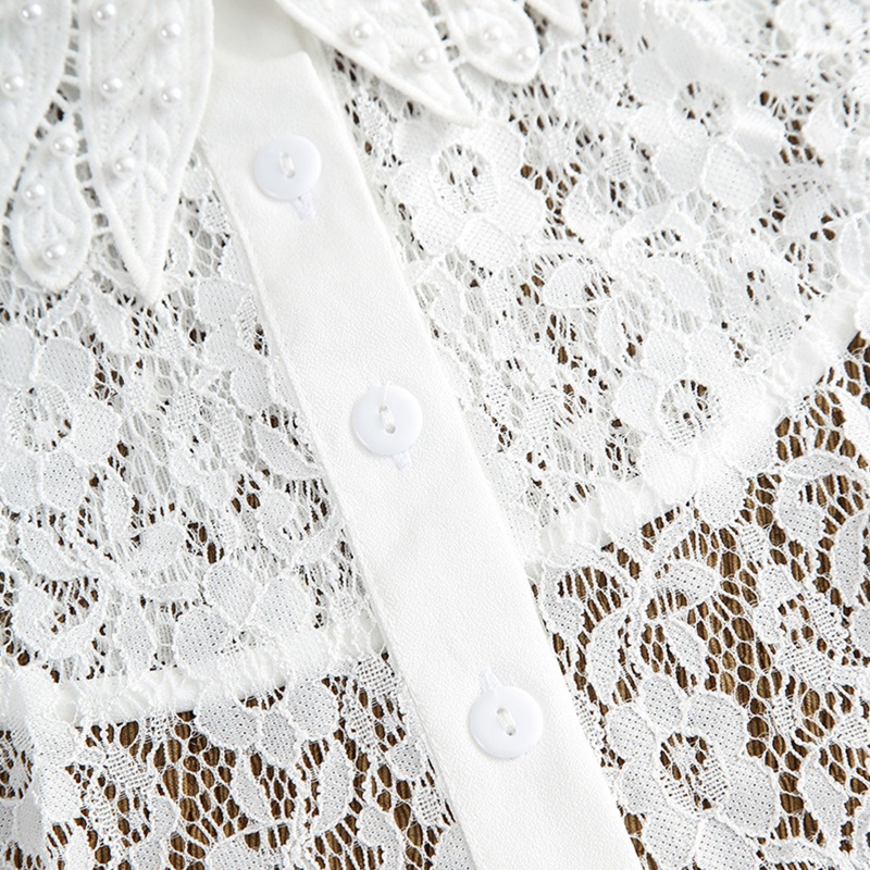 Cổ Áo Giả Ren Hoa Màu Trắng Đính Hạt Ngọc Trai Có Thể Tháo Rời Thanh Lịch Cho Búp Bê