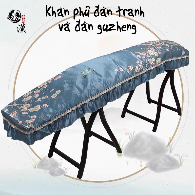 Khăn phủ đàn tranh có sẵn, phủ đàn guzheng order họa tiết hoa sang trọng chống bụi. Phụ kiện đàn tranh