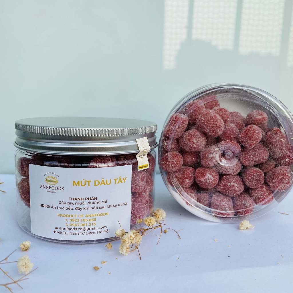 Mứt Dâu Tây Đà Lạt Mứt Dâu Tây Nguyên Quả Sấy Dẻo Nhà Làm Vừa Đường Ăn Không Sợ Béo  - Annfoods