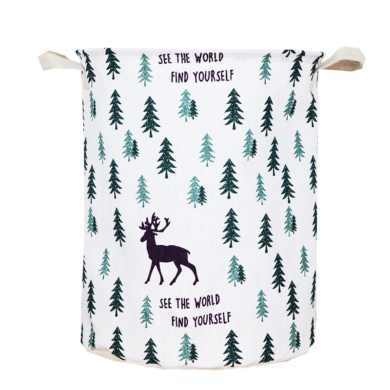 Giỏ Đựng Quần Áo Bẩn / Đồ Chơi Bằng Vải Cotton Lanh Chống Nước Có Thể Gấp Gọn Tiện Dụng