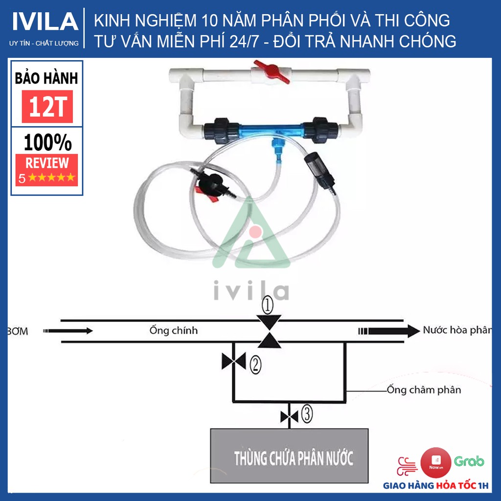 Bộ châm phân Venturi 27/34 - Thiết bị châm phân cho hệ thống tưới - Tiết kiệm chi phí và thời gian - Bảo hành 12 tháng